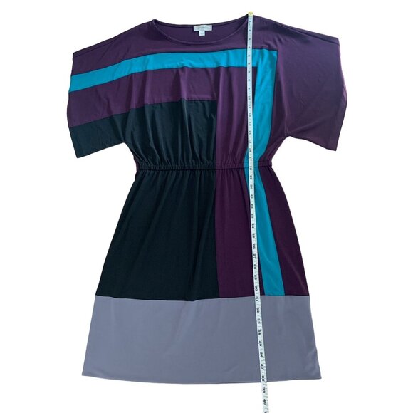 Dressbarn Womens Colorblock Geometric Print Short Sleeve Dress Size 10 Medium - Picture 7 of 11